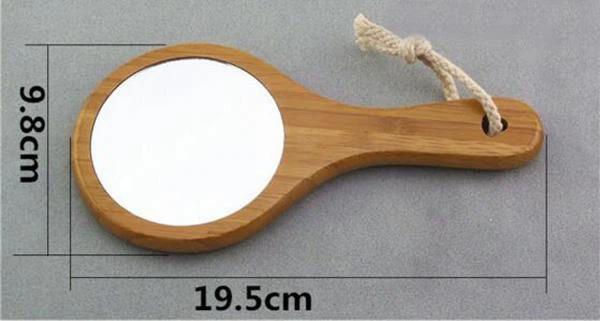 Wooden Handle Round Cosmetic Mirror