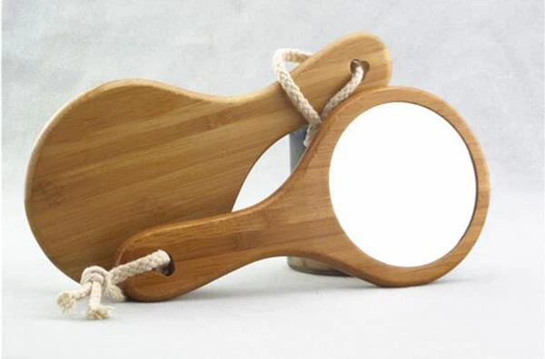 Wooden Handle Round Cosmetic Mirror