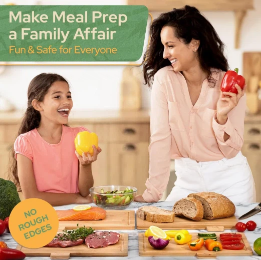 Chopping Board Set With Bread Board And Juice Groove